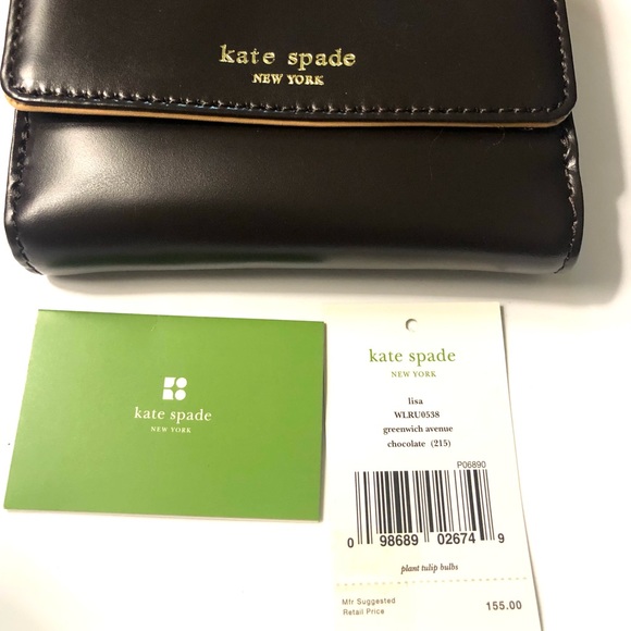 Authentic NWT KATE SPADE Black Leather Lisa Greenwich Avenue Trifold Wallet - Picture 11 of 11